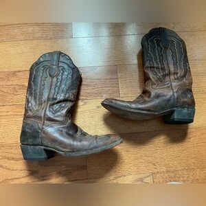 JB Dillon Brown Goat Leather Distressed Cowboy Boots 10.5 JMB3205 Festival Rodeo